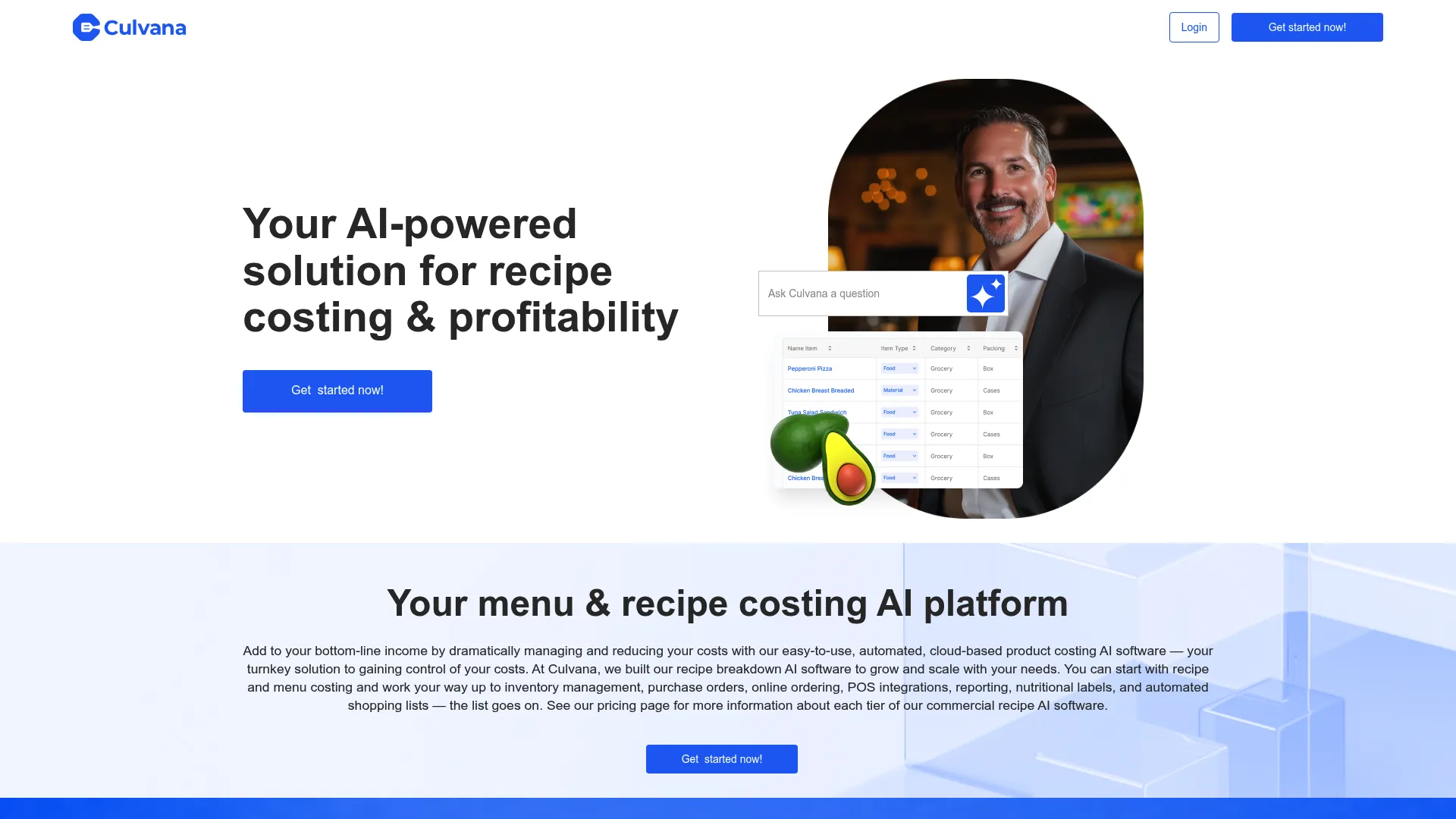Culvana AI recipe and menu costing software