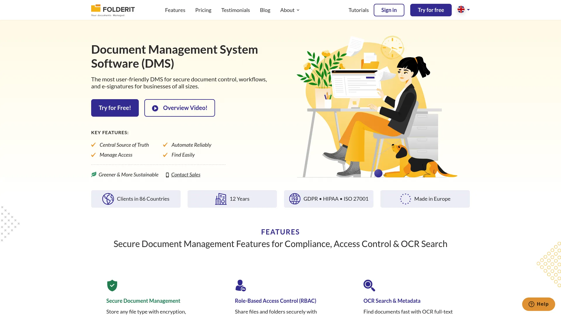 Folderit document management system with OCR search and workflows