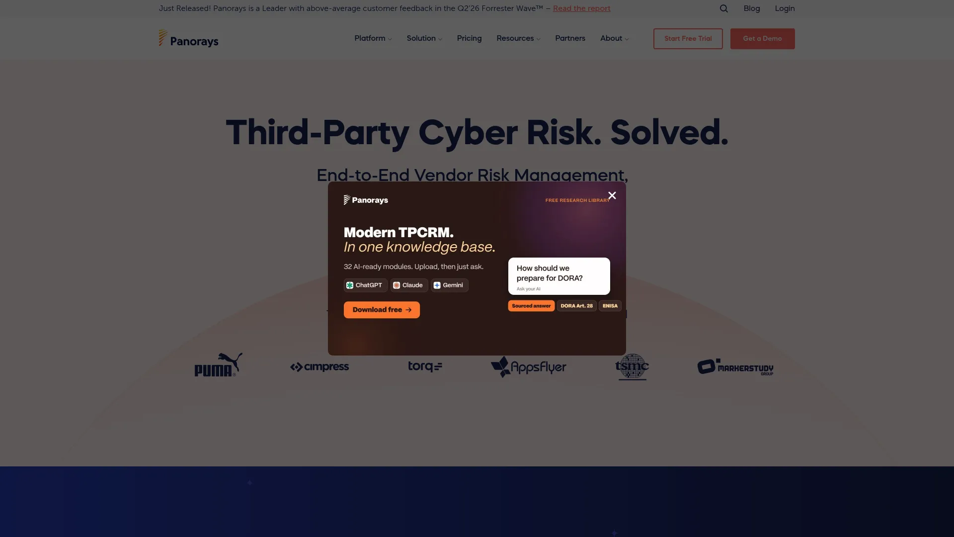 Panorays third-party cyber risk platform