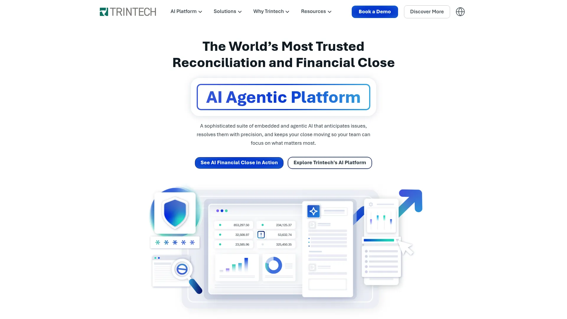 Trintech financial close and reconciliation platform homepage
