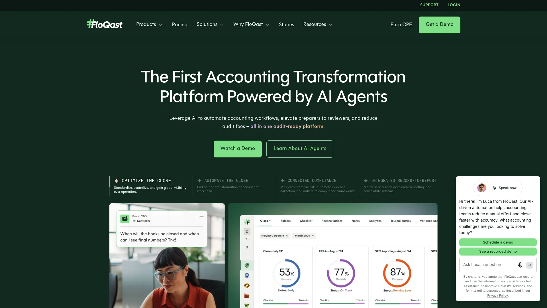 FloQast close management software homepage