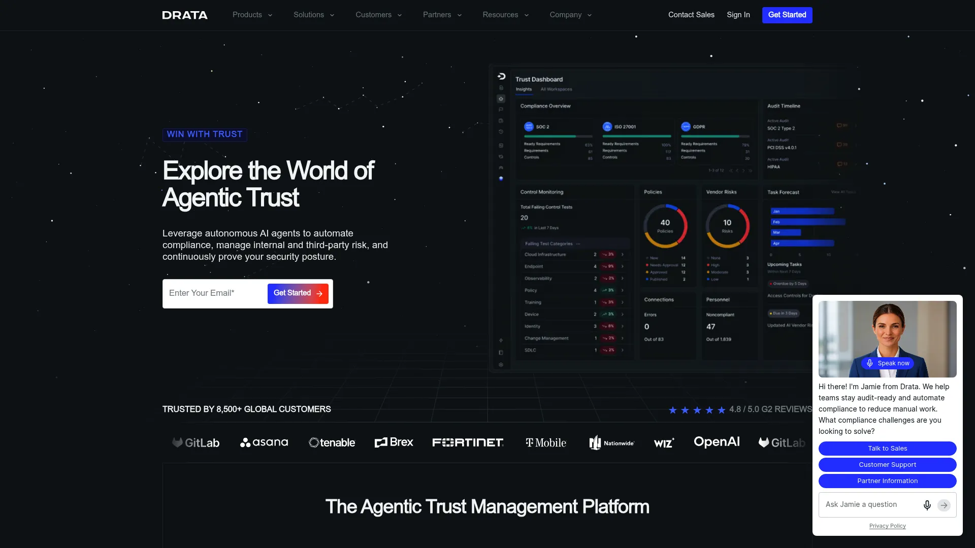 Drata compliance automation platform homepage