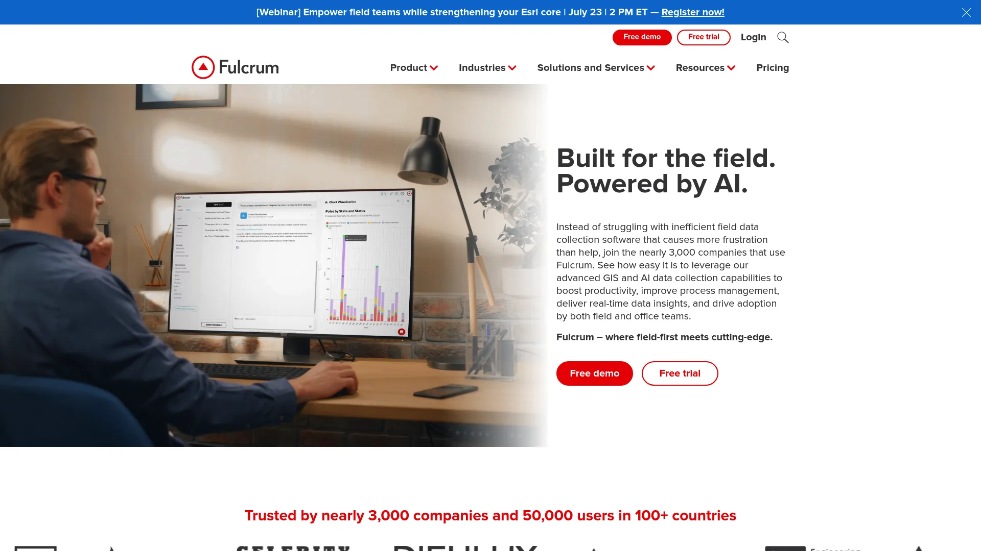 Fulcrum field data collection platform homepage