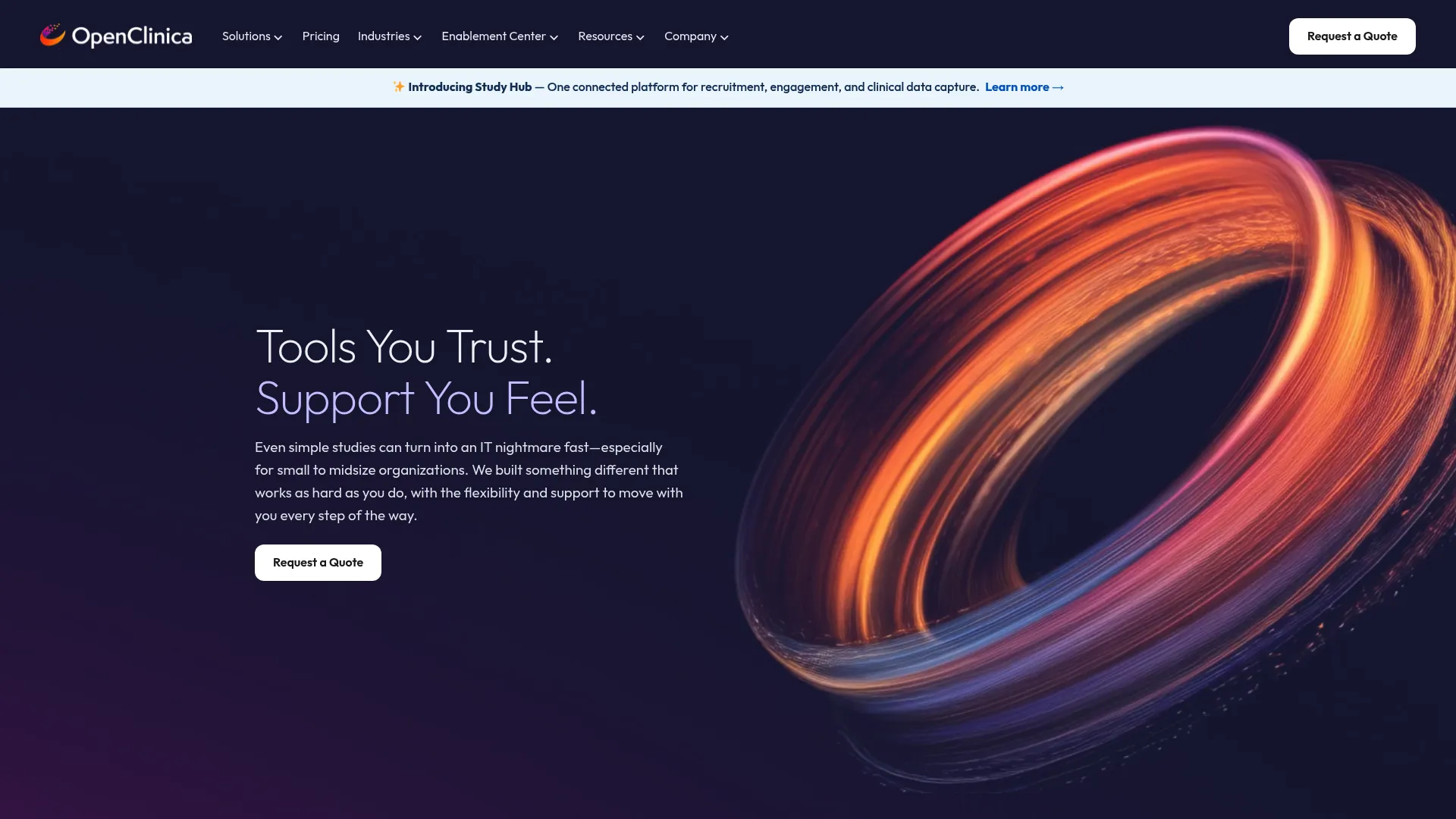 OpenClinica clinical trial EDC platform homepage