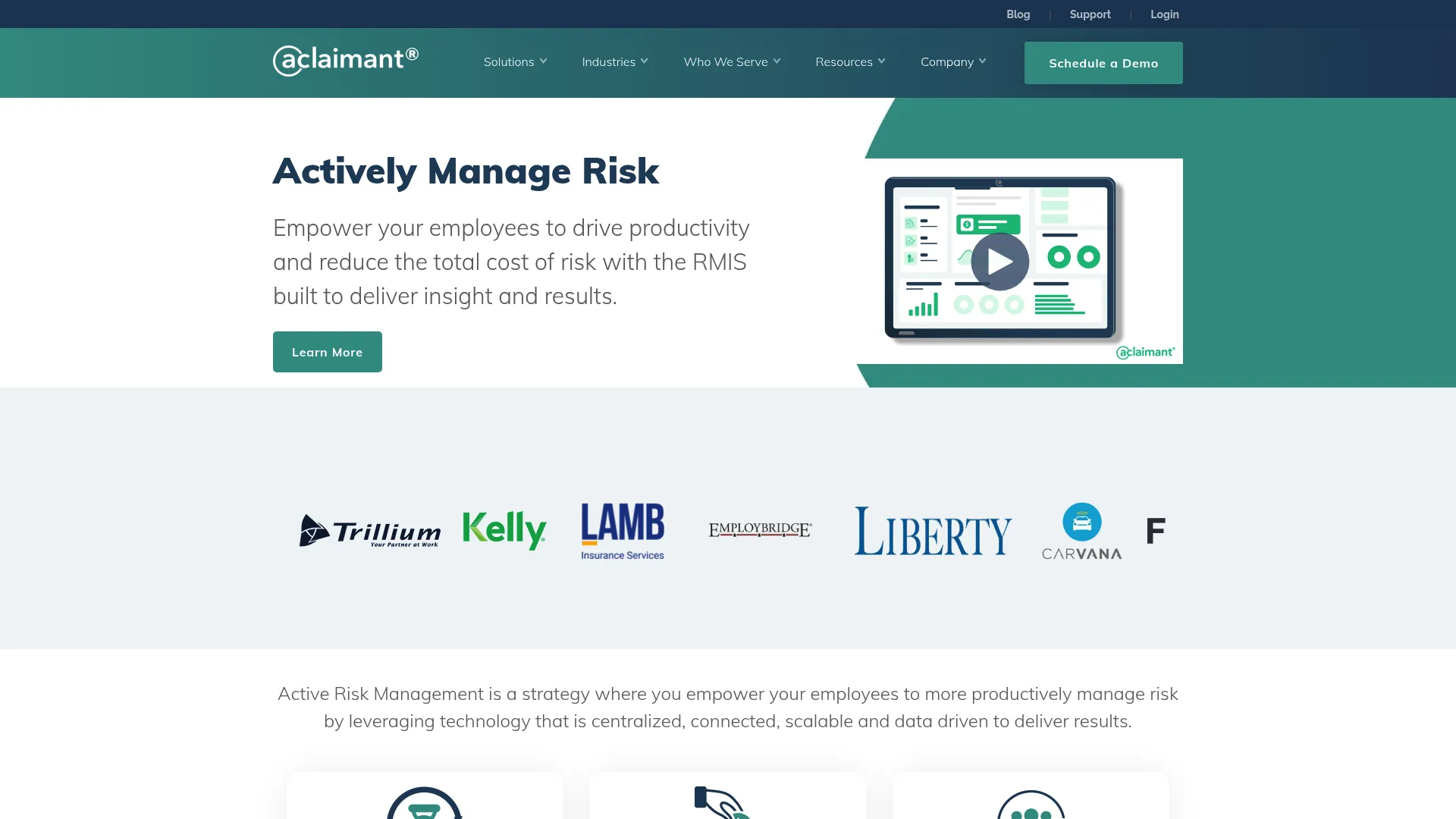 Aclaimant RMIS incident and claims platform screenshot