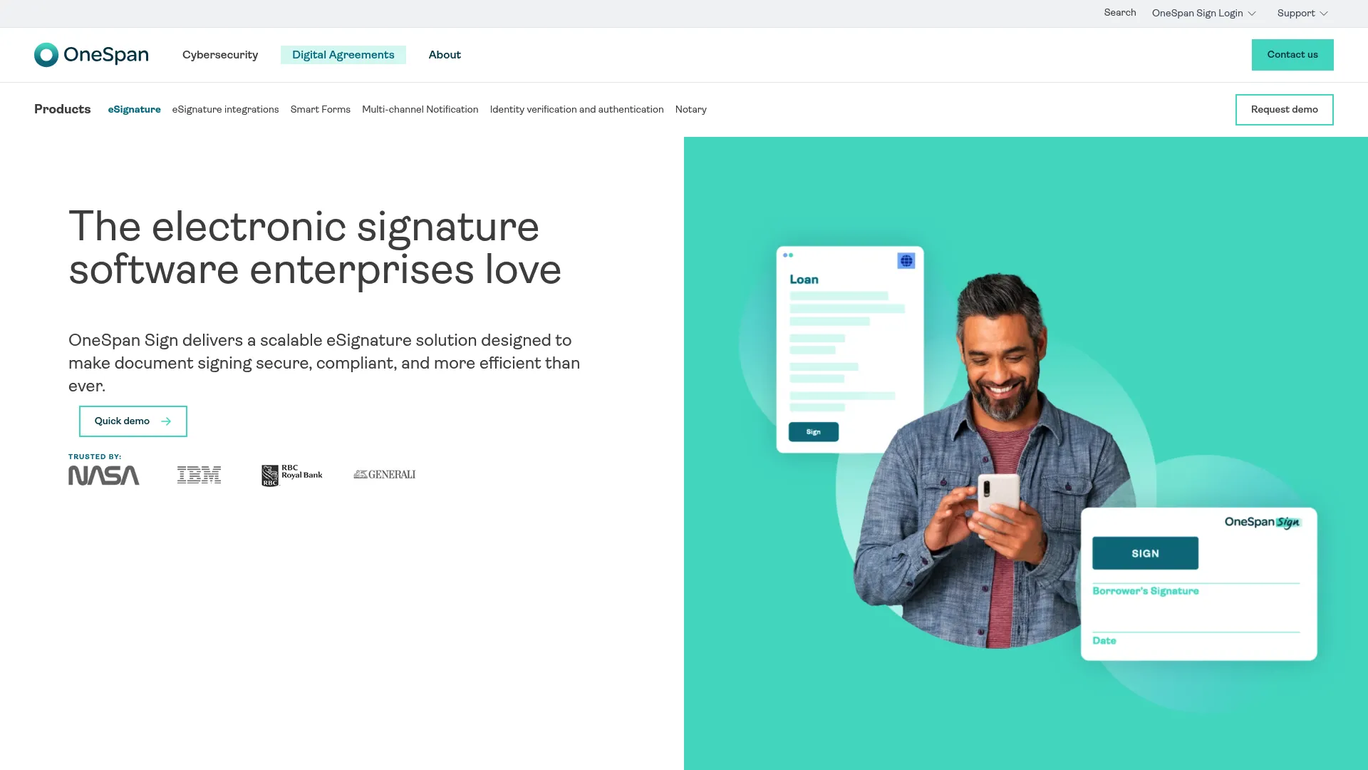 OneSpan Sign enterprise eSignature homepage