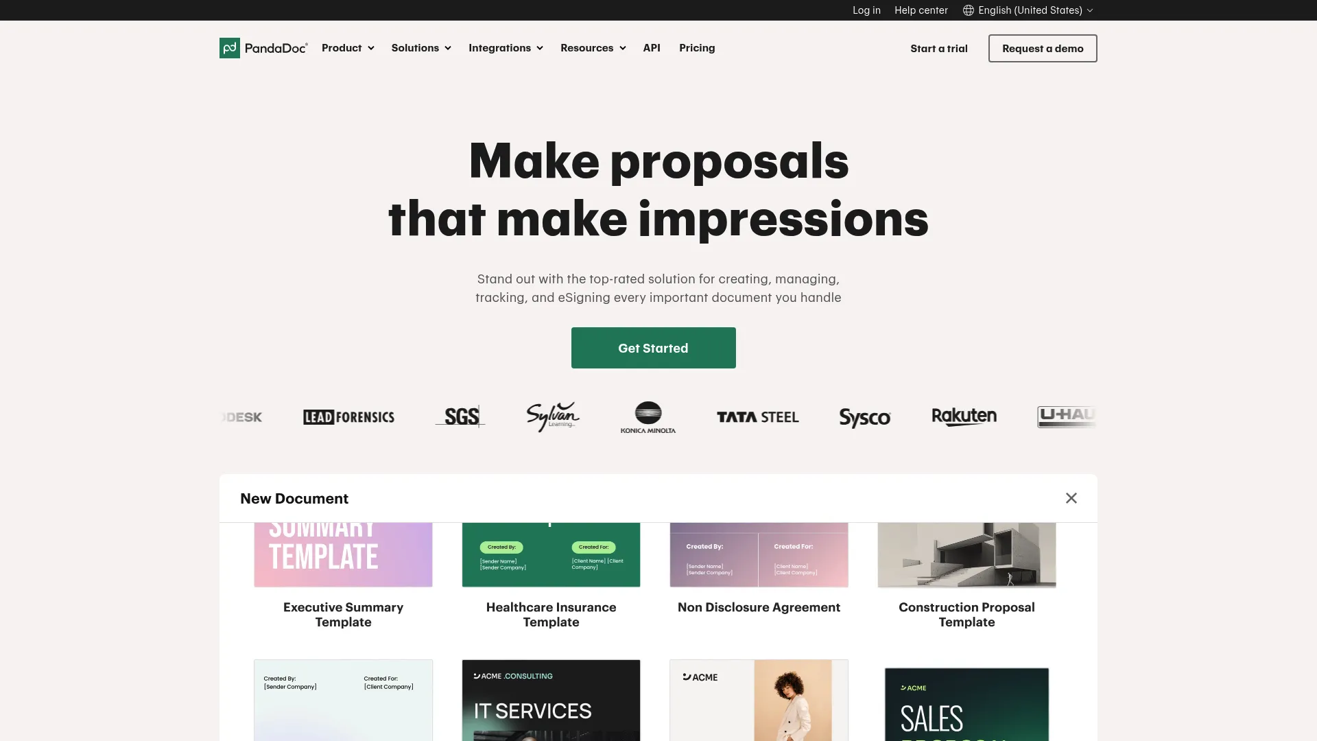 PandaDoc document workflow software homepage