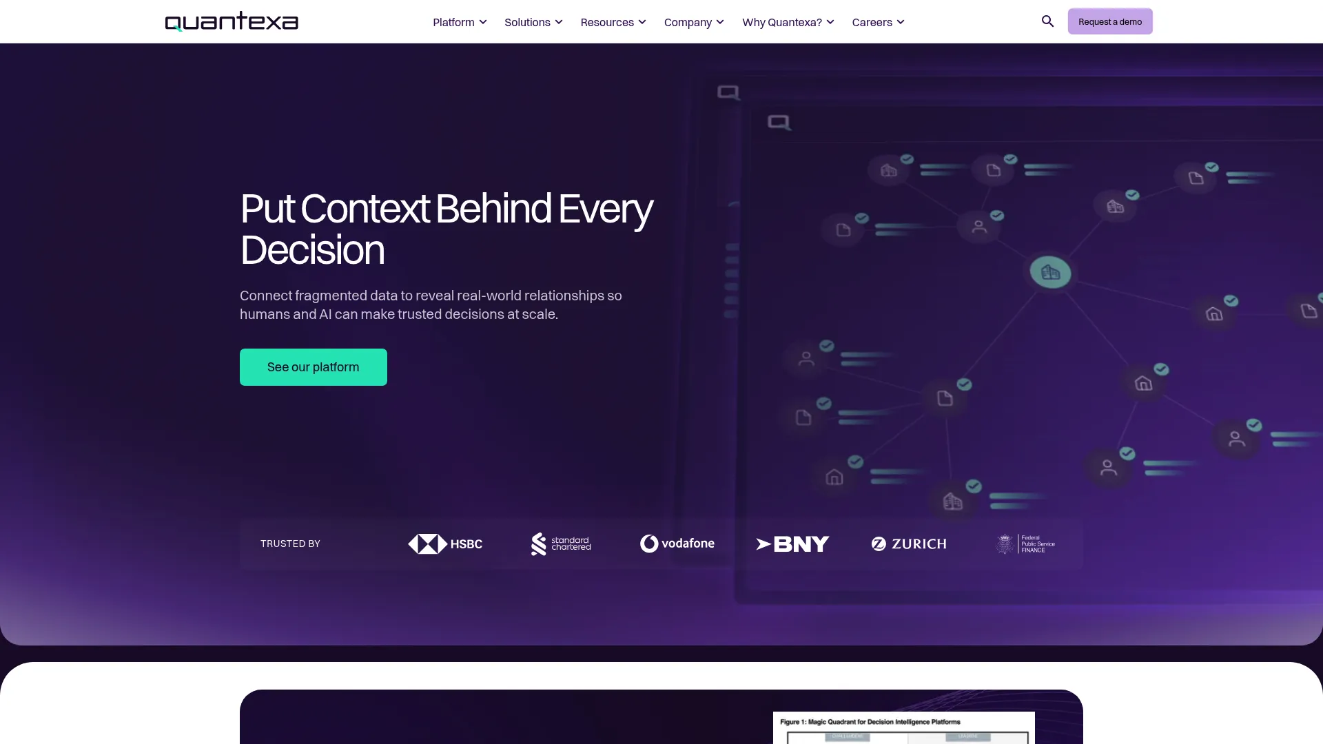 Quantexa decision intelligence platform homepage