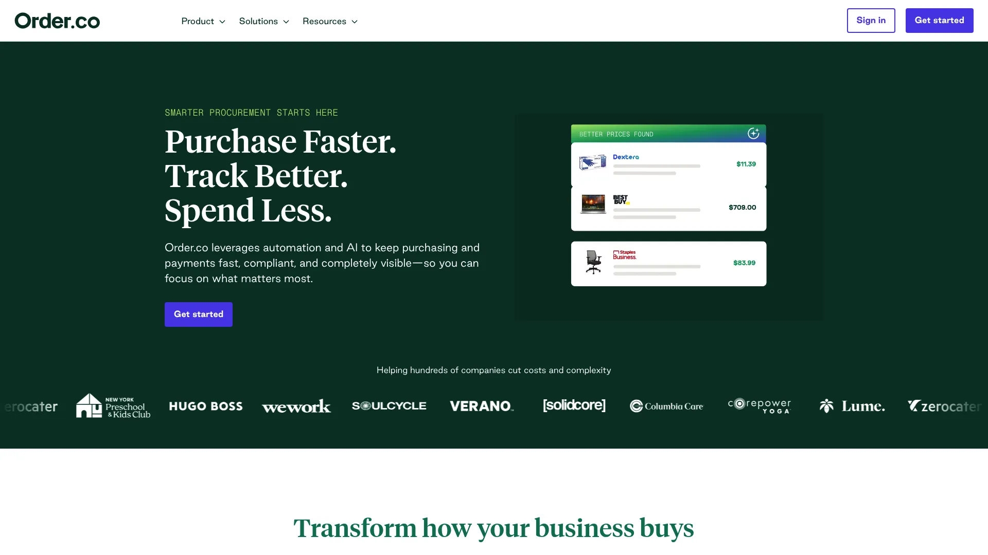 Order.co guided purchasing and spend management platform