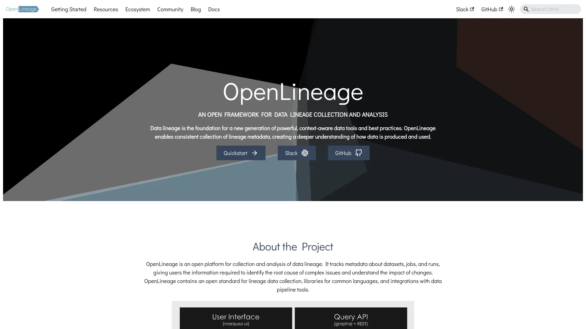 OpenLineage open standard homepage