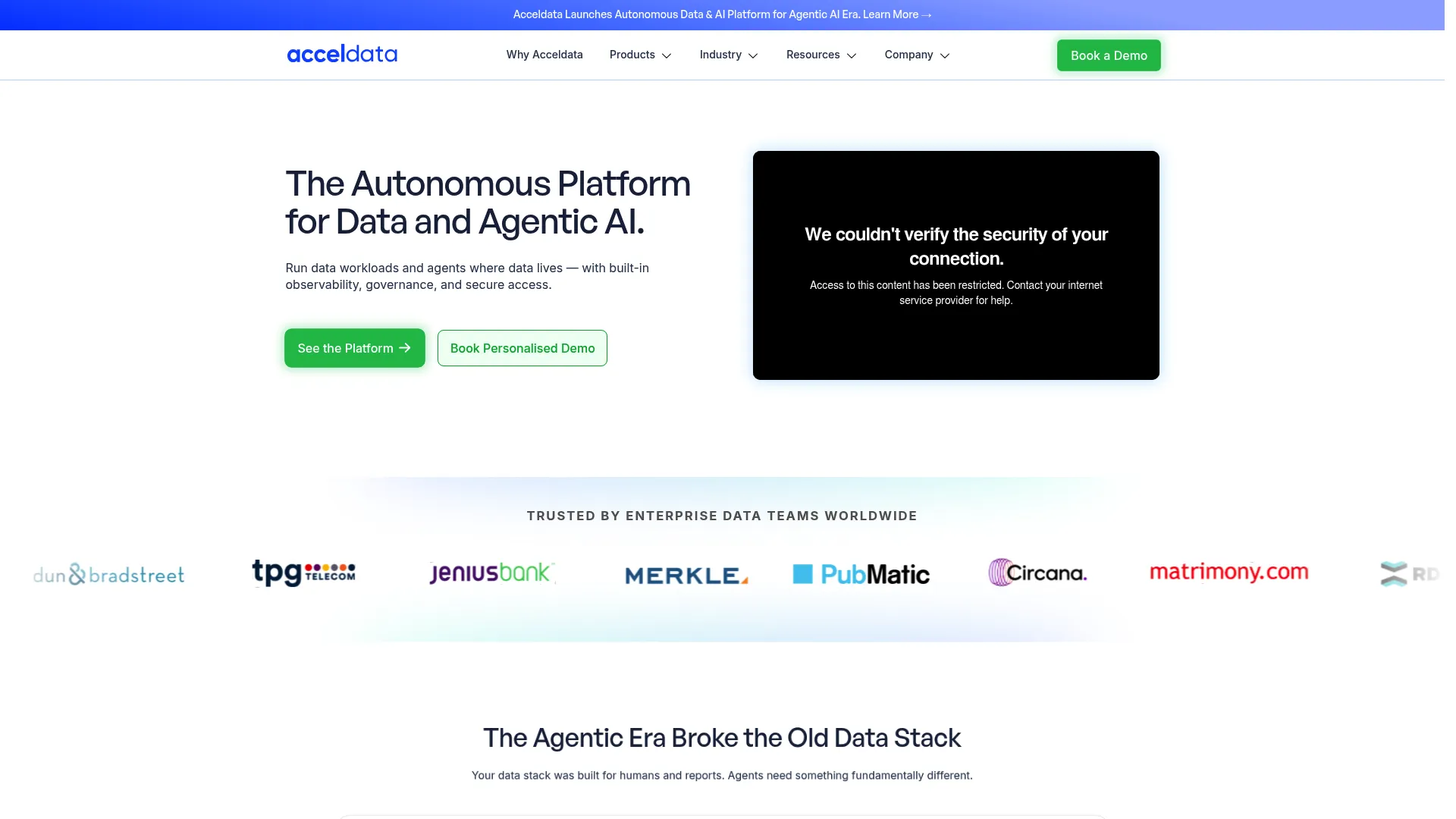 Acceldata data observability platform homepage