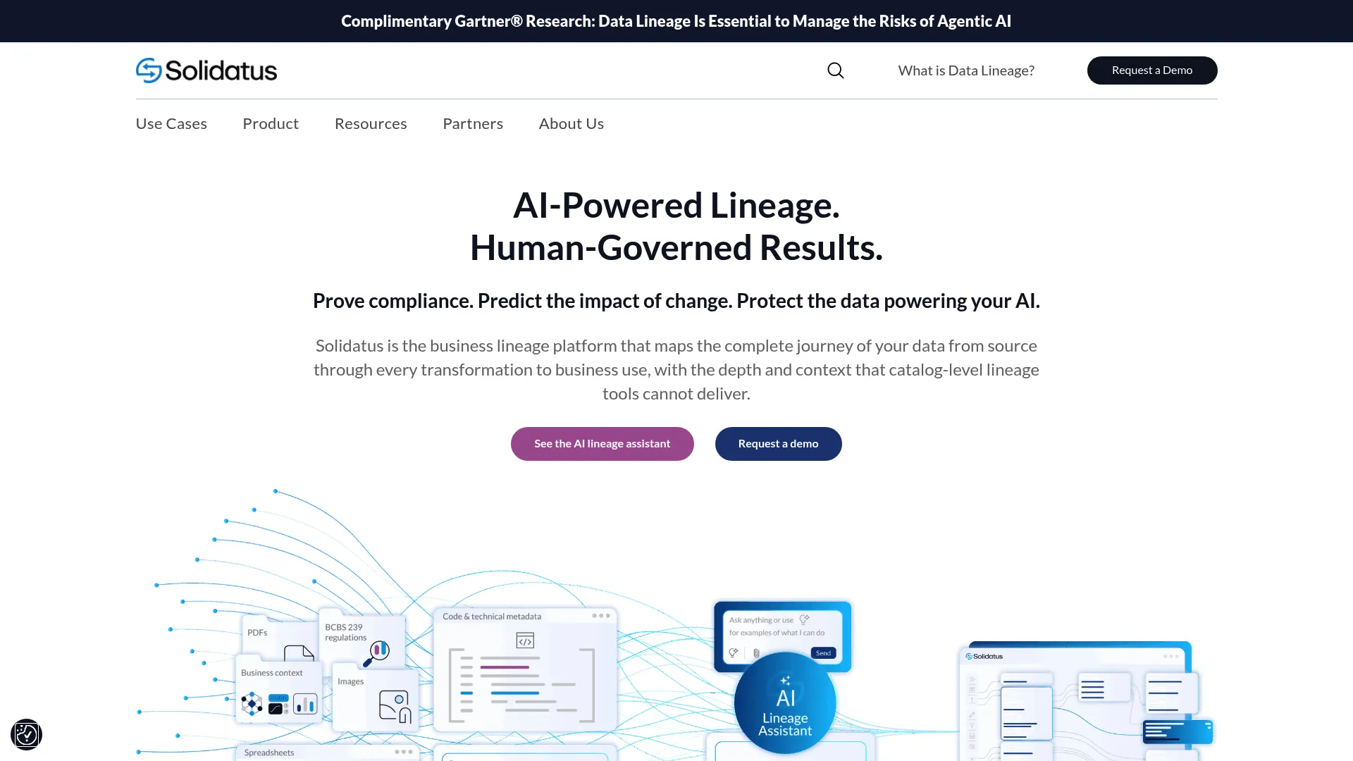 Solidatus data lineage and governance platform homepage