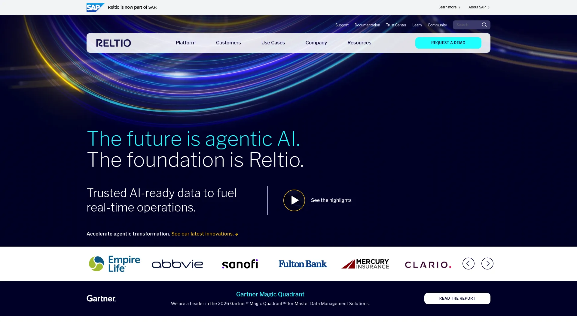 Reltio cloud-native data management screenshot