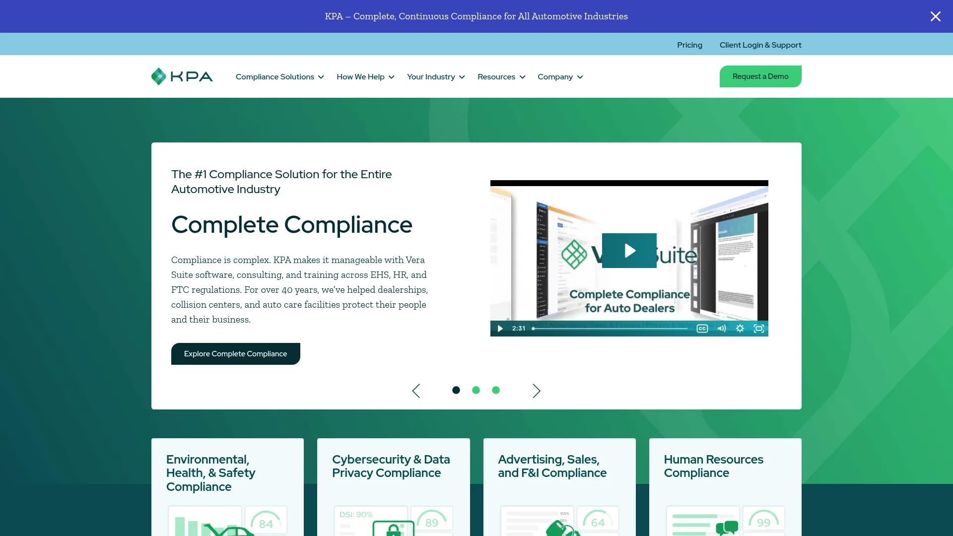 KPA EHS compliance software homepage