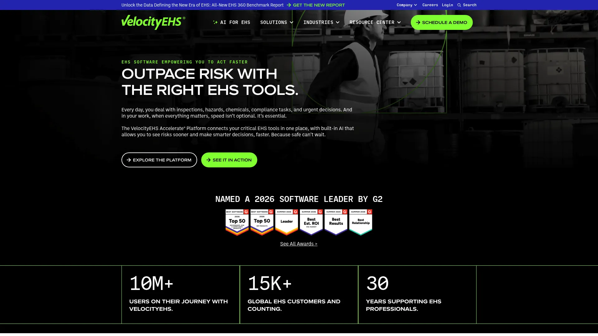 VelocityEHS EHS software platform homepage