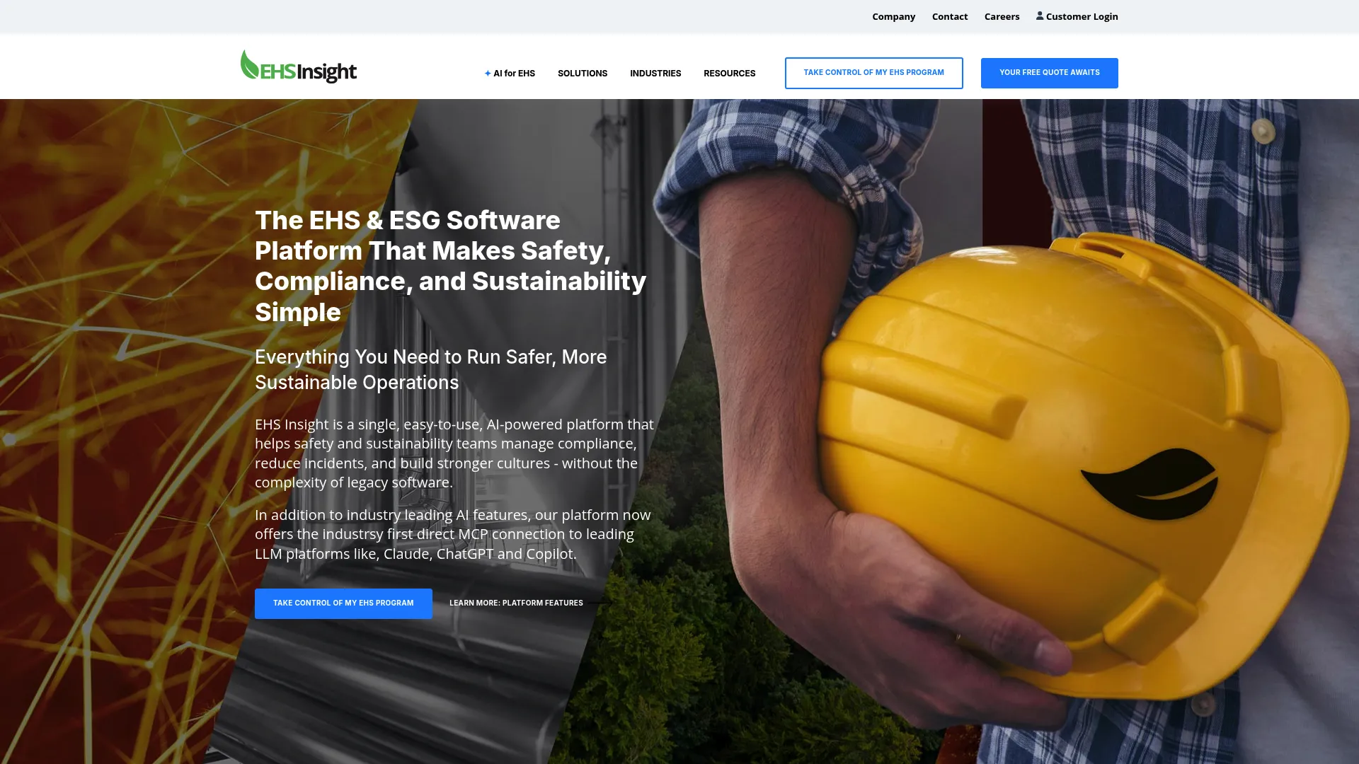 EHS Insight environmental health and safety software homepage