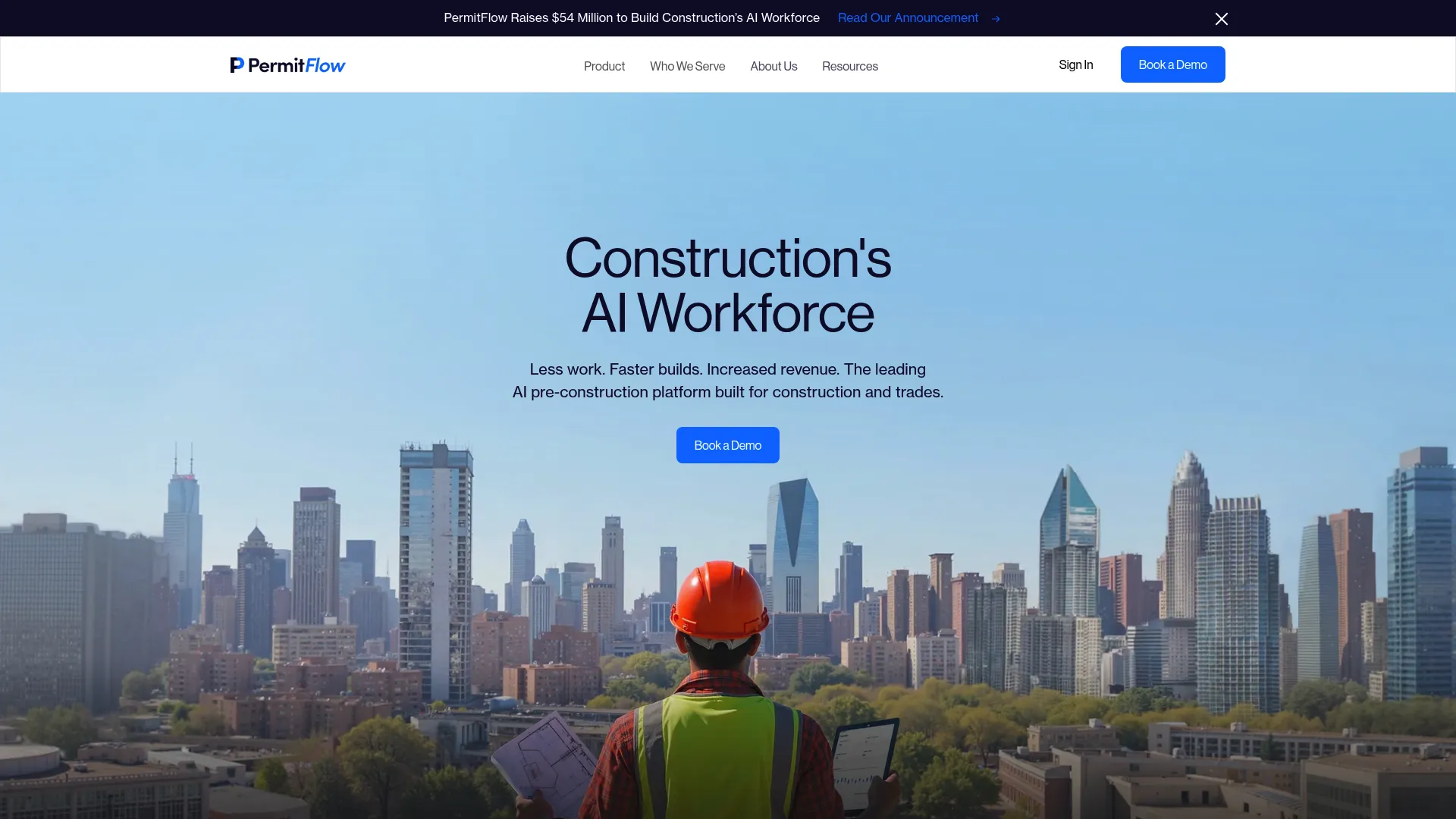 PermitFlow AI construction permitting platform homepage