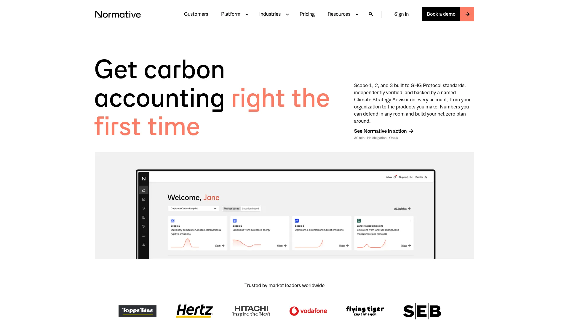 Normative carbon accounting platform