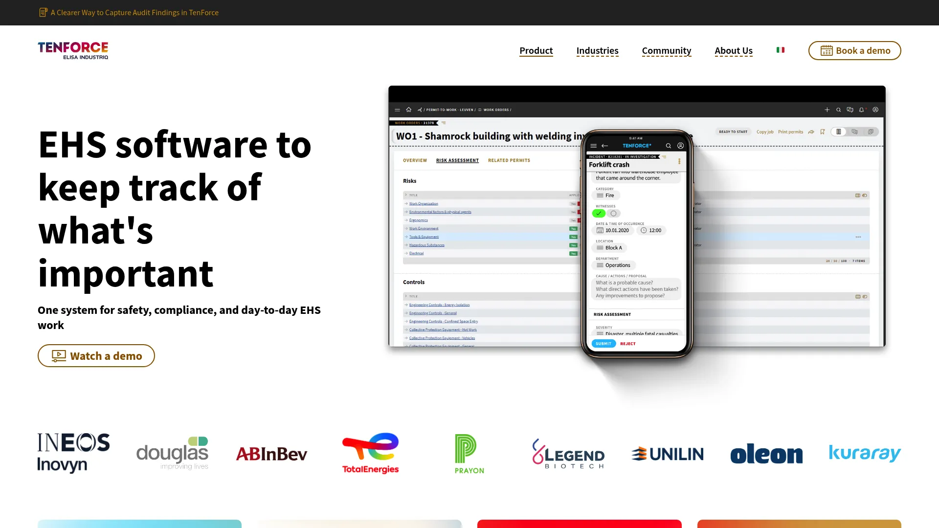 TenForce EHSQ software homepage