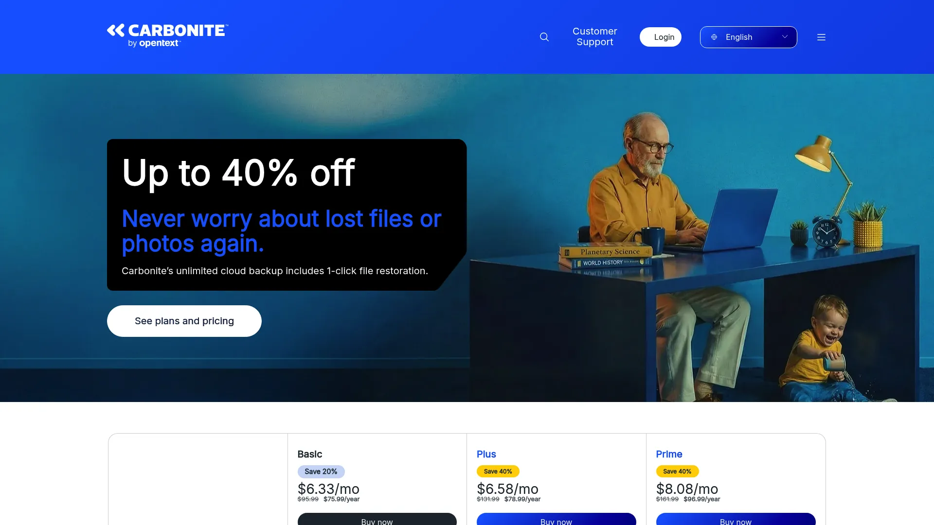 Carbonite backup interface