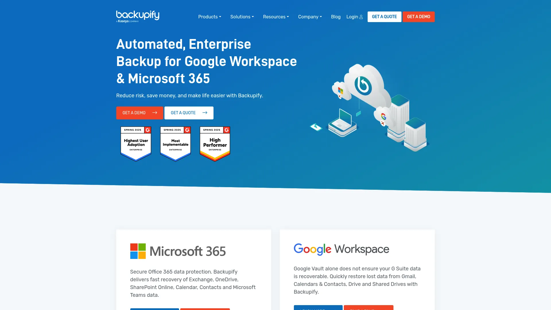 Backupify cloud-to-cloud backup homepage