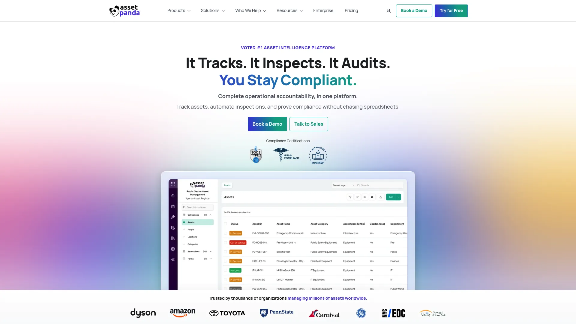 Asset Panda asset tracking software interface