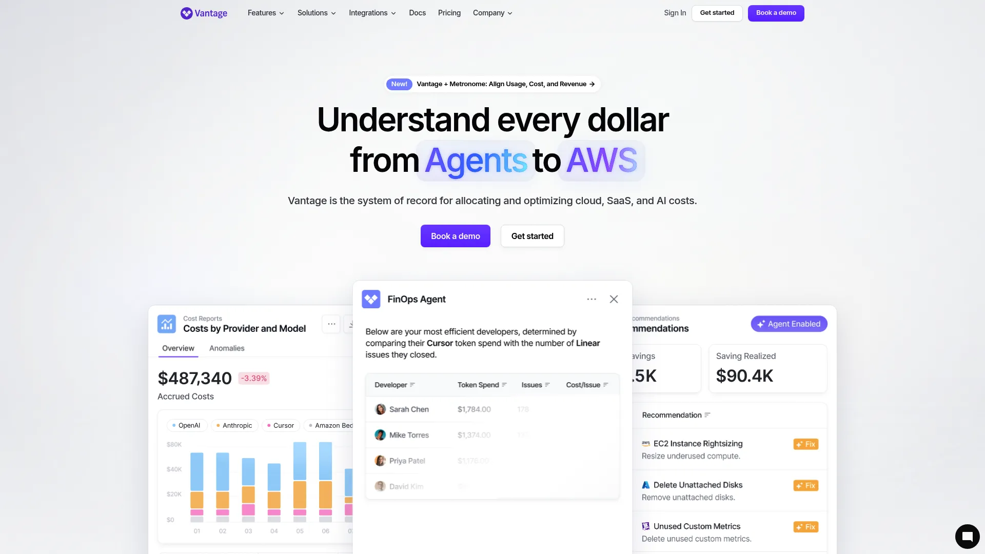 Vantage cloud cost platform screenshot