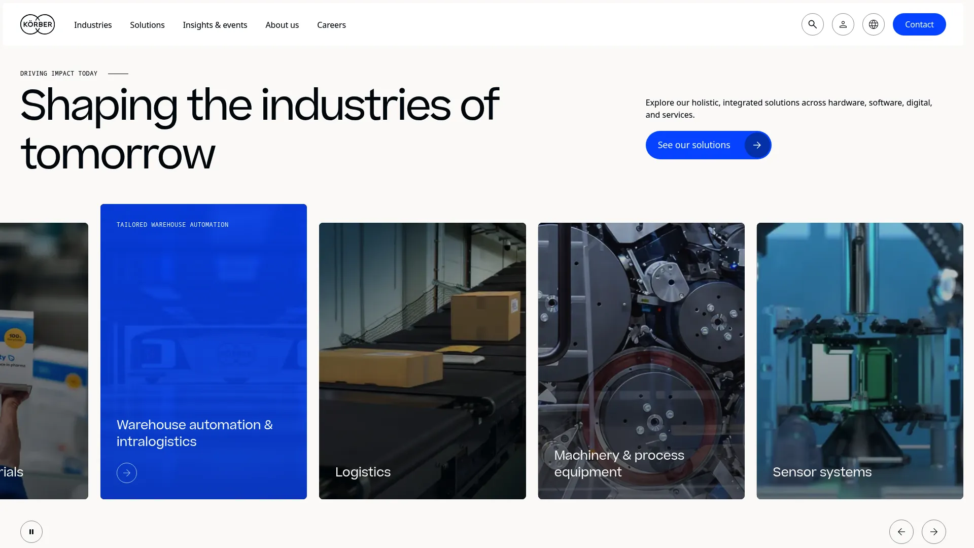 Körber intelligent manufacturing and supply chain solutions homepage
