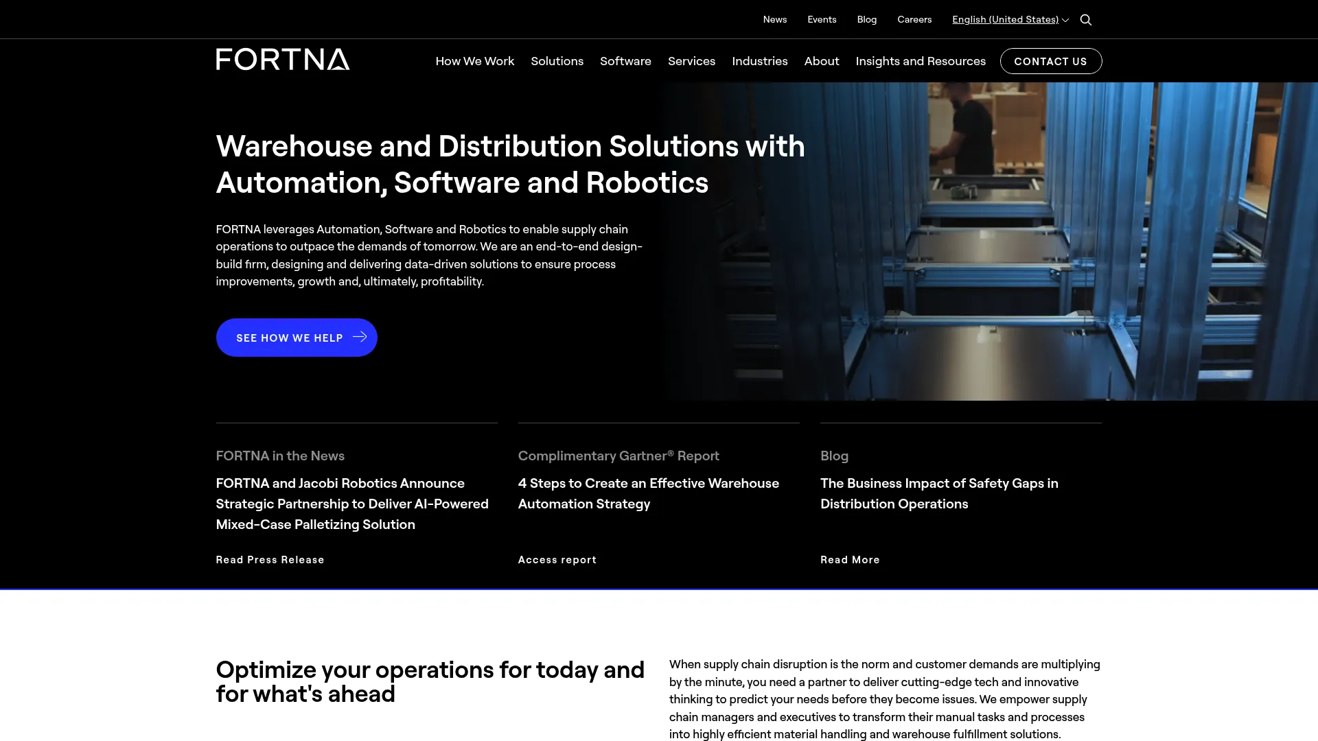 FORTNA OptiSlot DC warehouse slotting software homepage