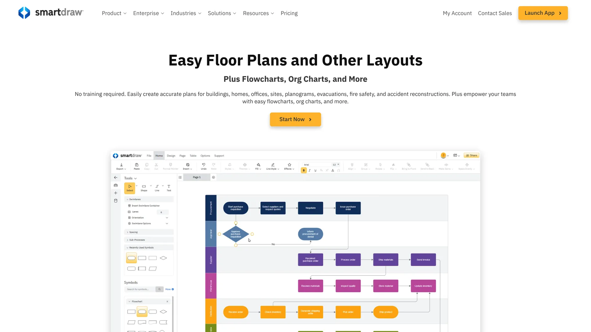 SmartDraw diagramming and floor plan software homepage