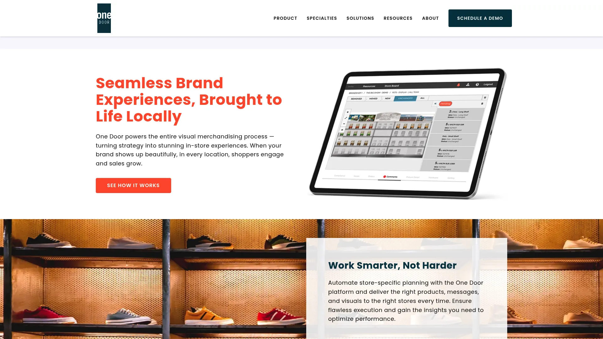 One Door visual merchandising software homepage