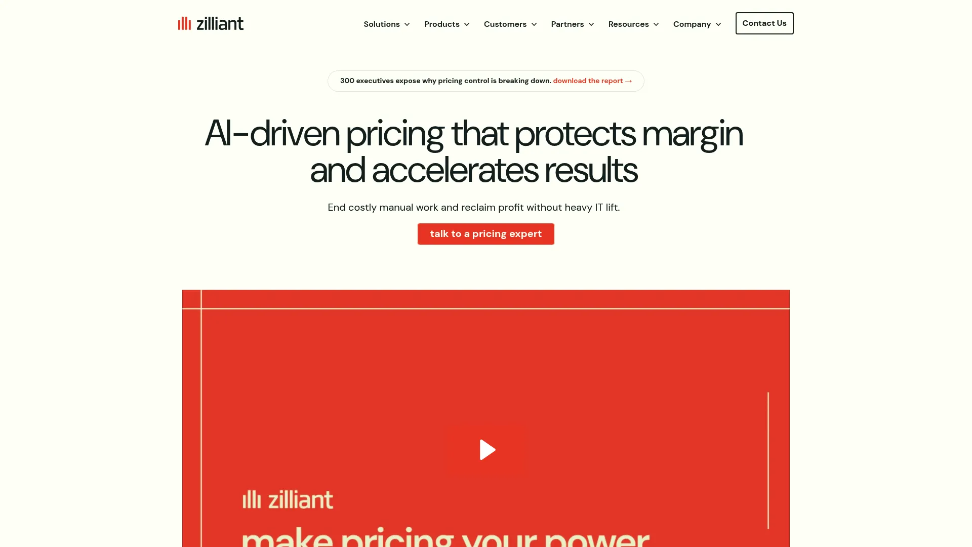 Zilliant Price IQ product page showing B2B price optimization