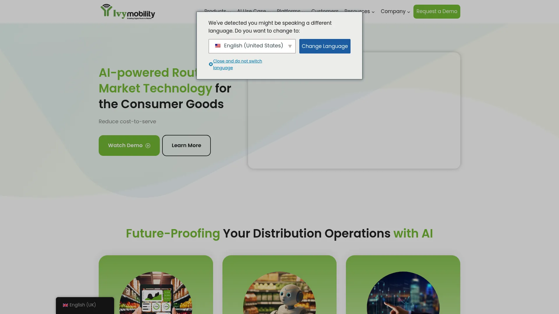Ivy Mobility route-to-market software homepage