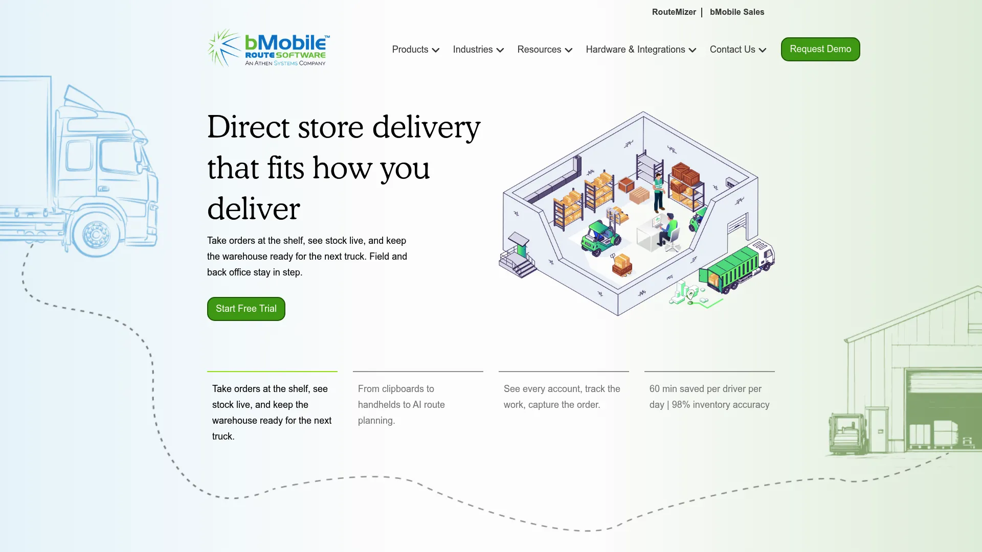 bMobile Route delivery software homepage