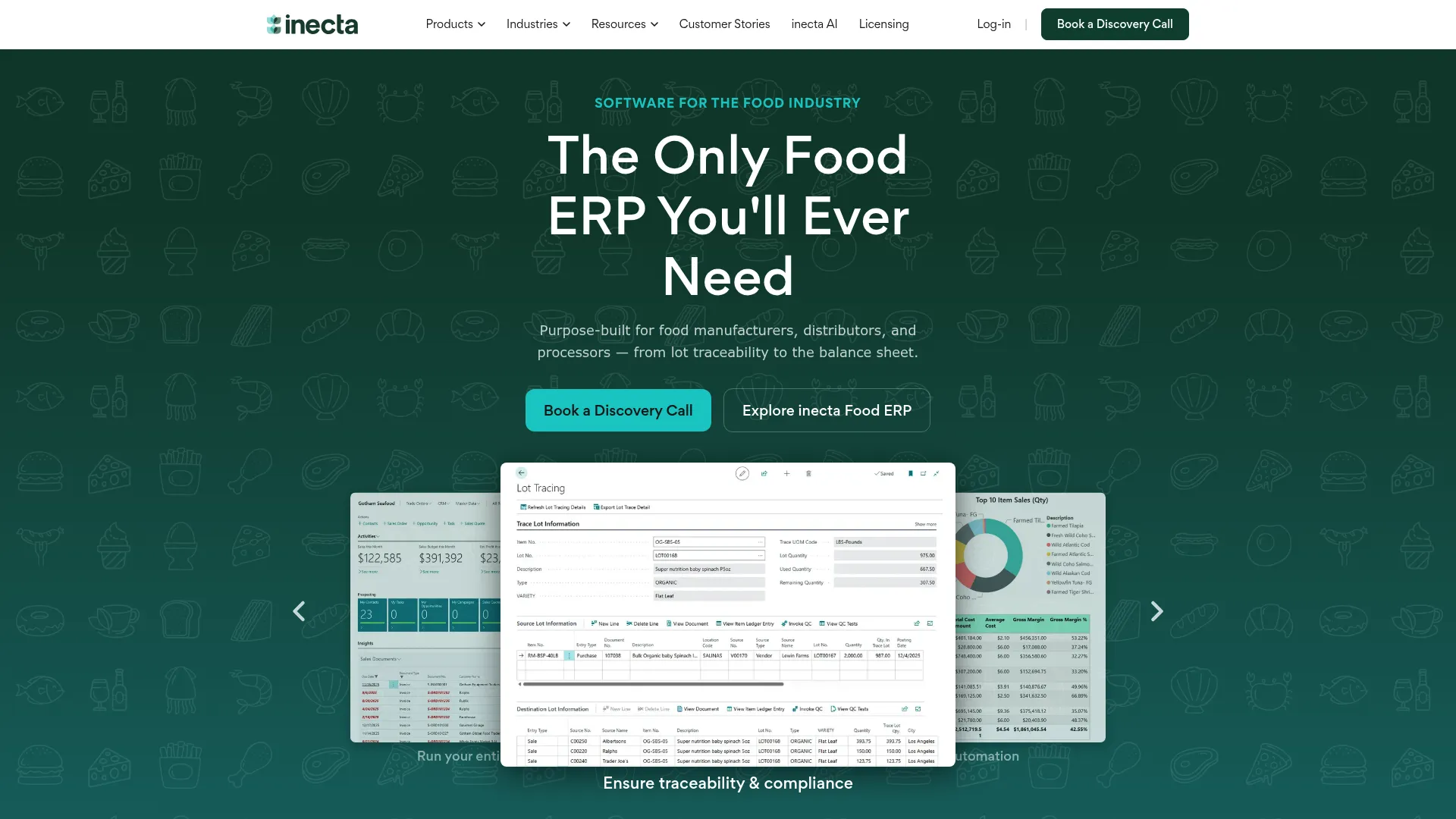 inecta food ERP homepage