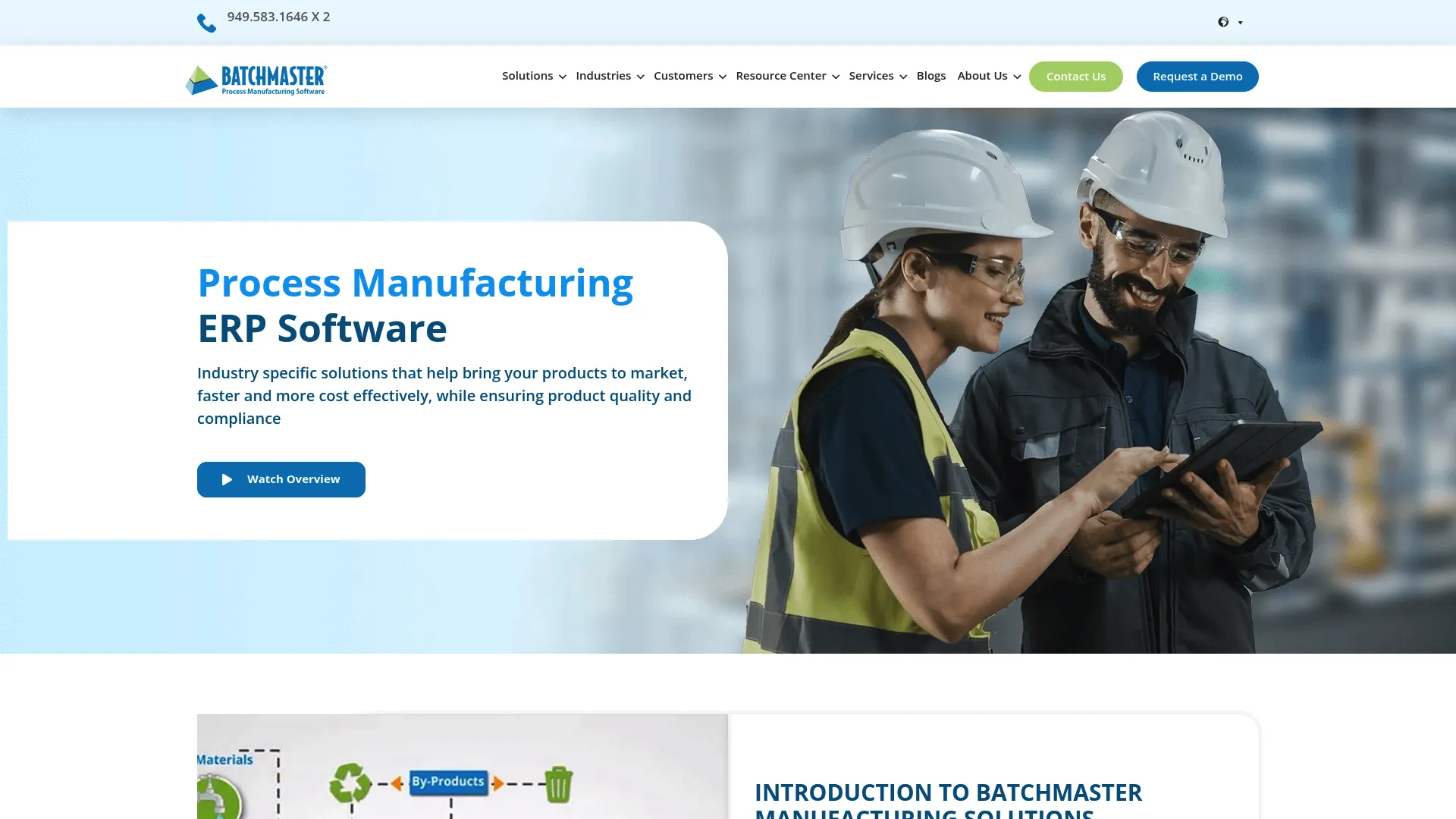 BatchMaster process manufacturing ERP homepage