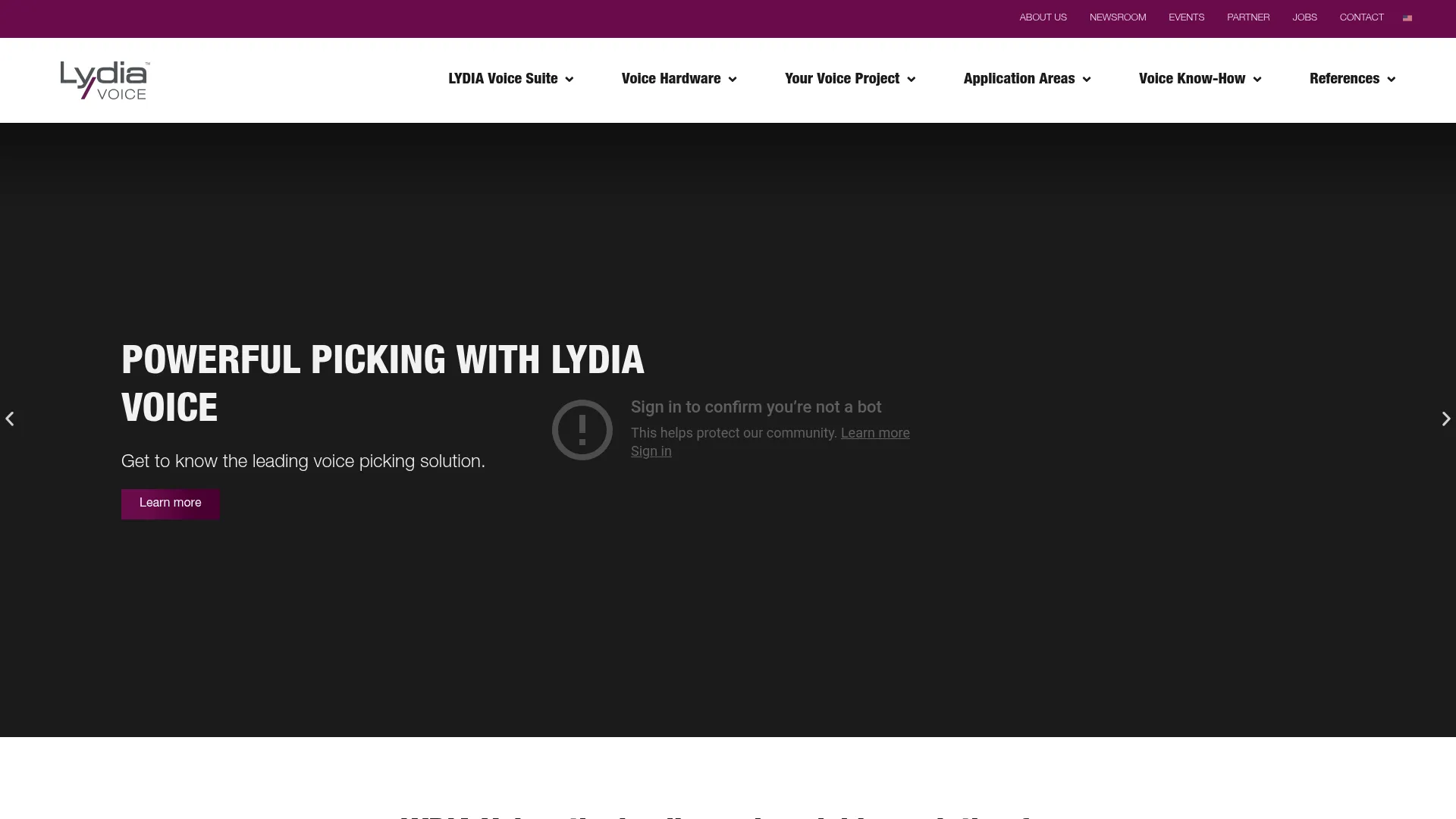 Lydia Voice voice picking software homepage