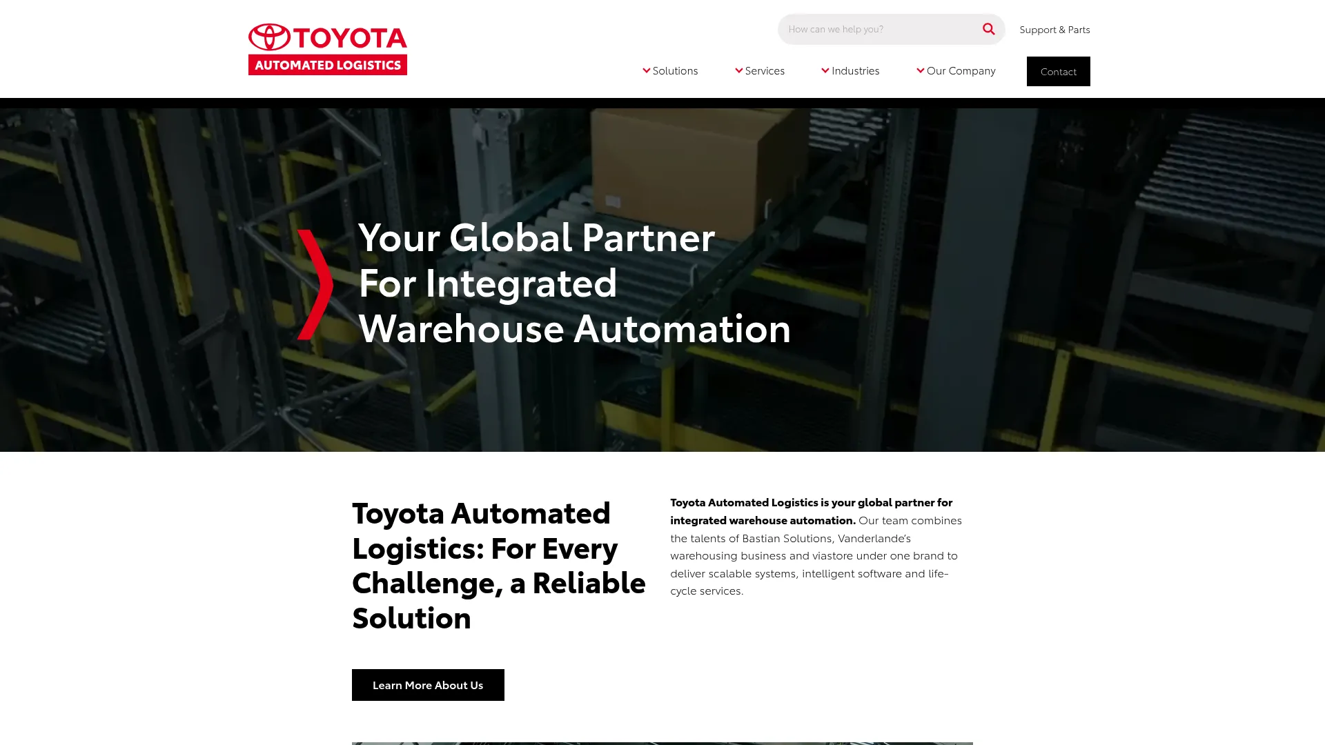Bastian Solutions warehouse automation homepage