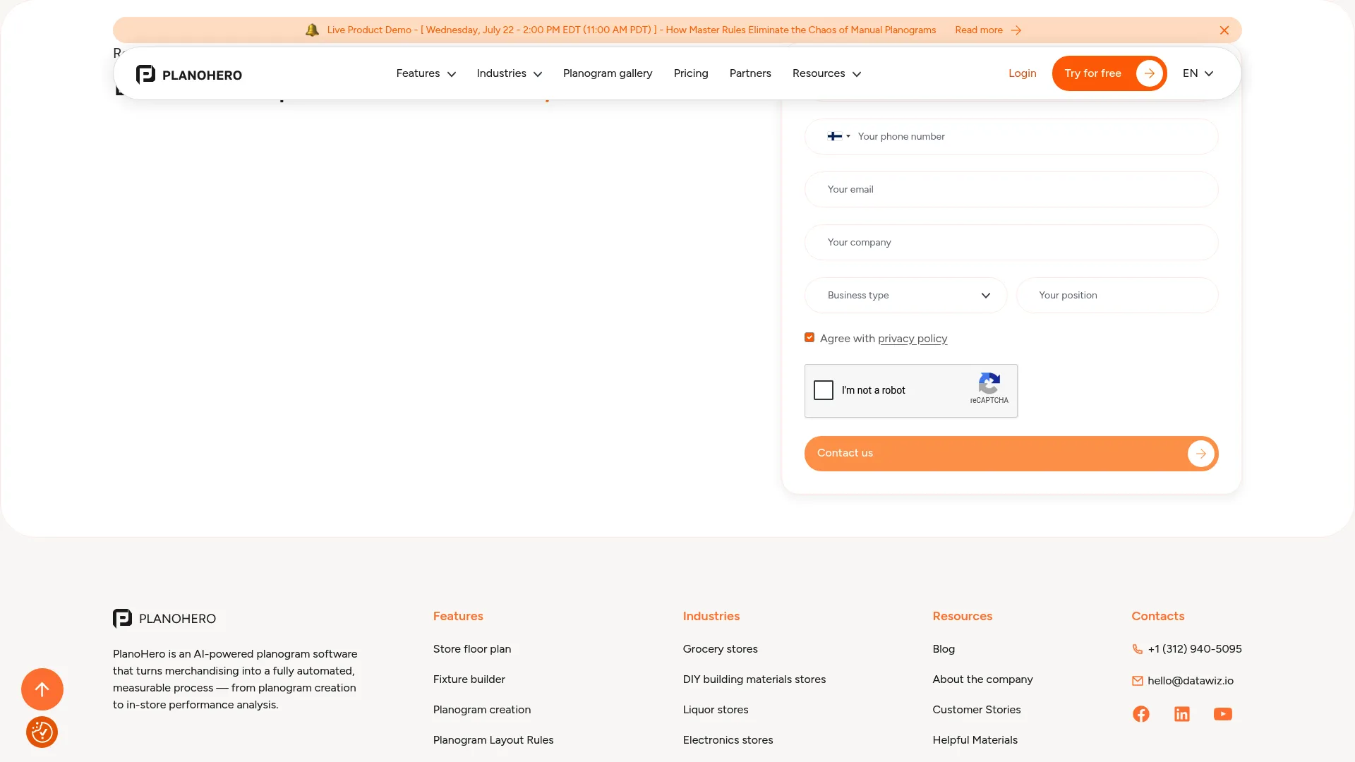 PlanoHero cloud planogram and execution software interface