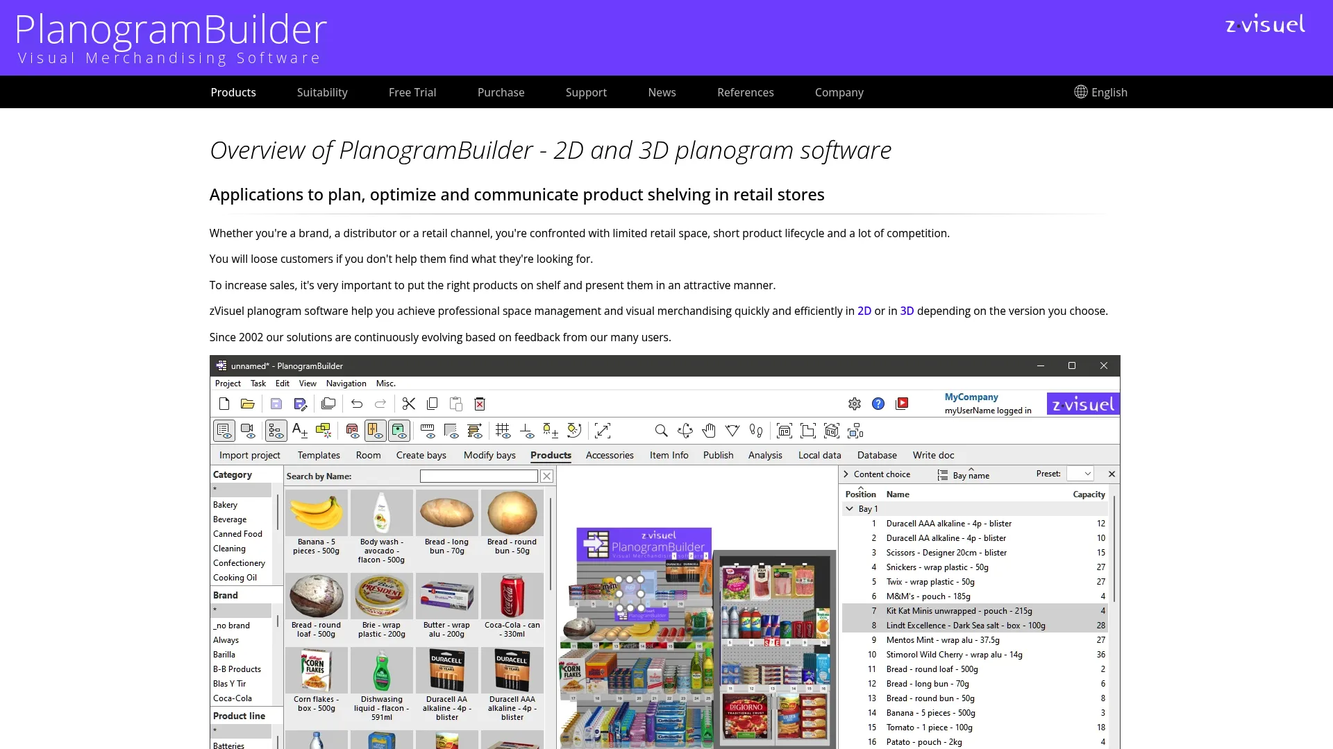 PlanogramBuilder 2D and 3D planogram software interface