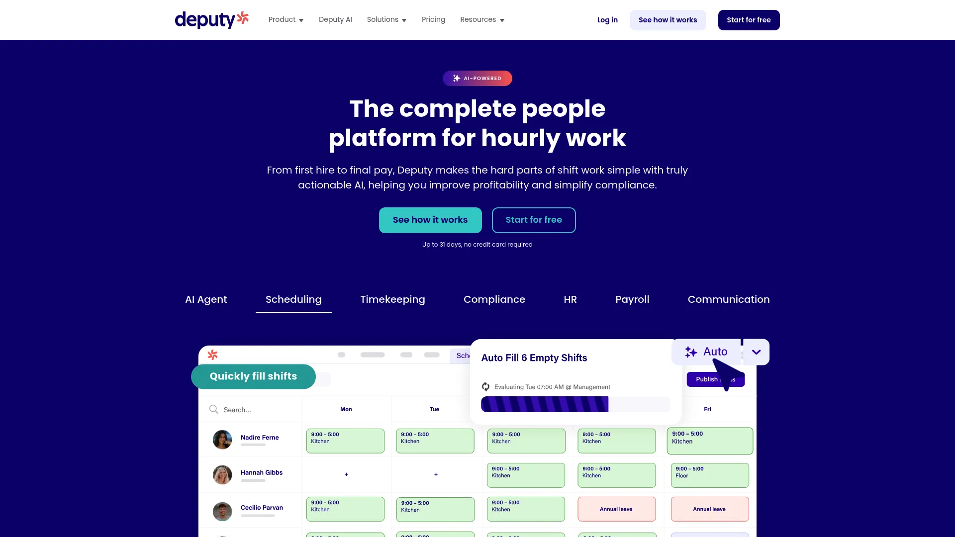 Deputy product page screenshot