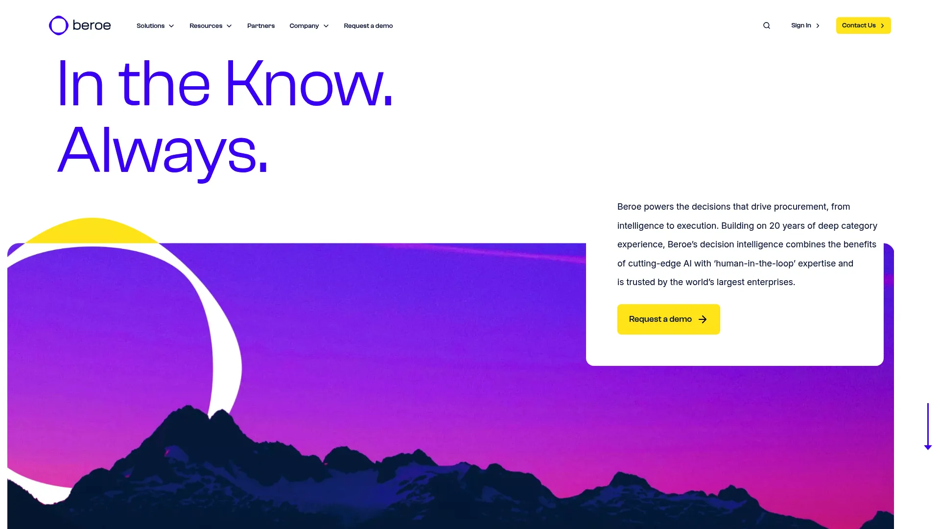 Beroe procurement intelligence platform homepage