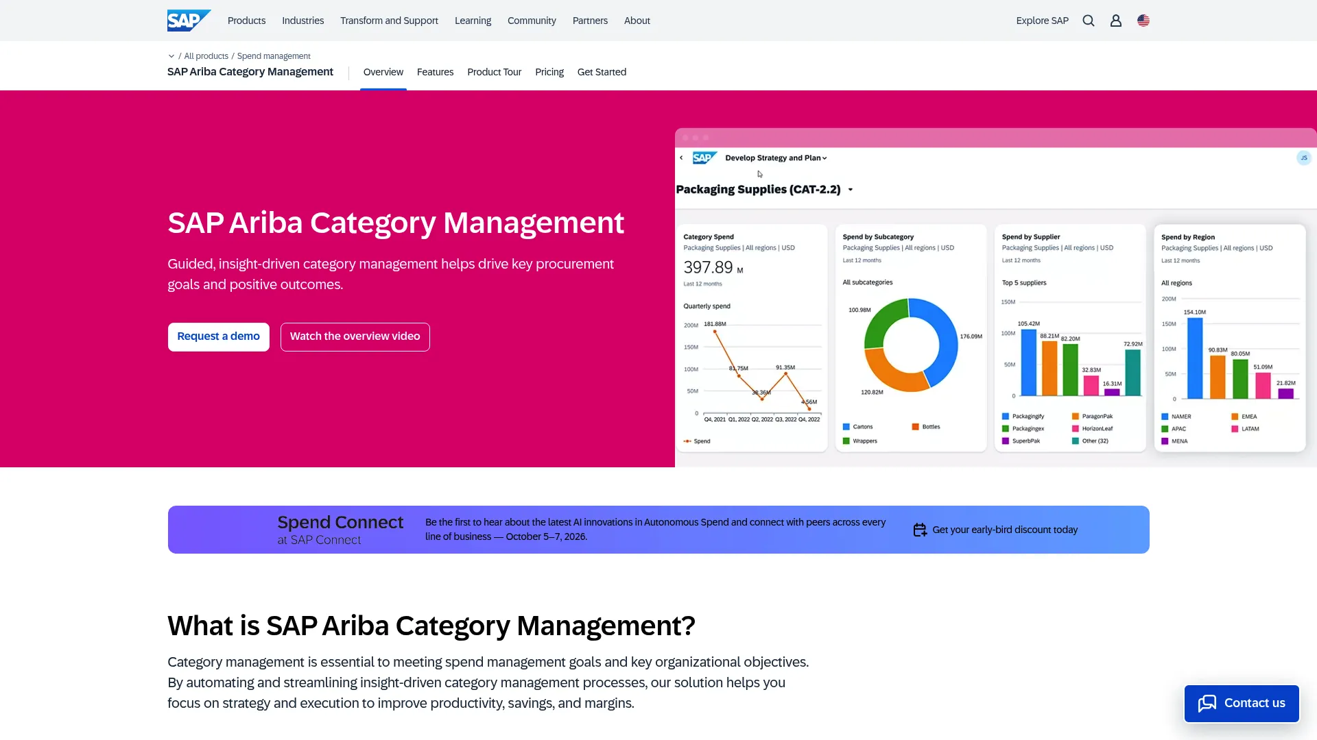 SAP Ariba Category Management software product page
