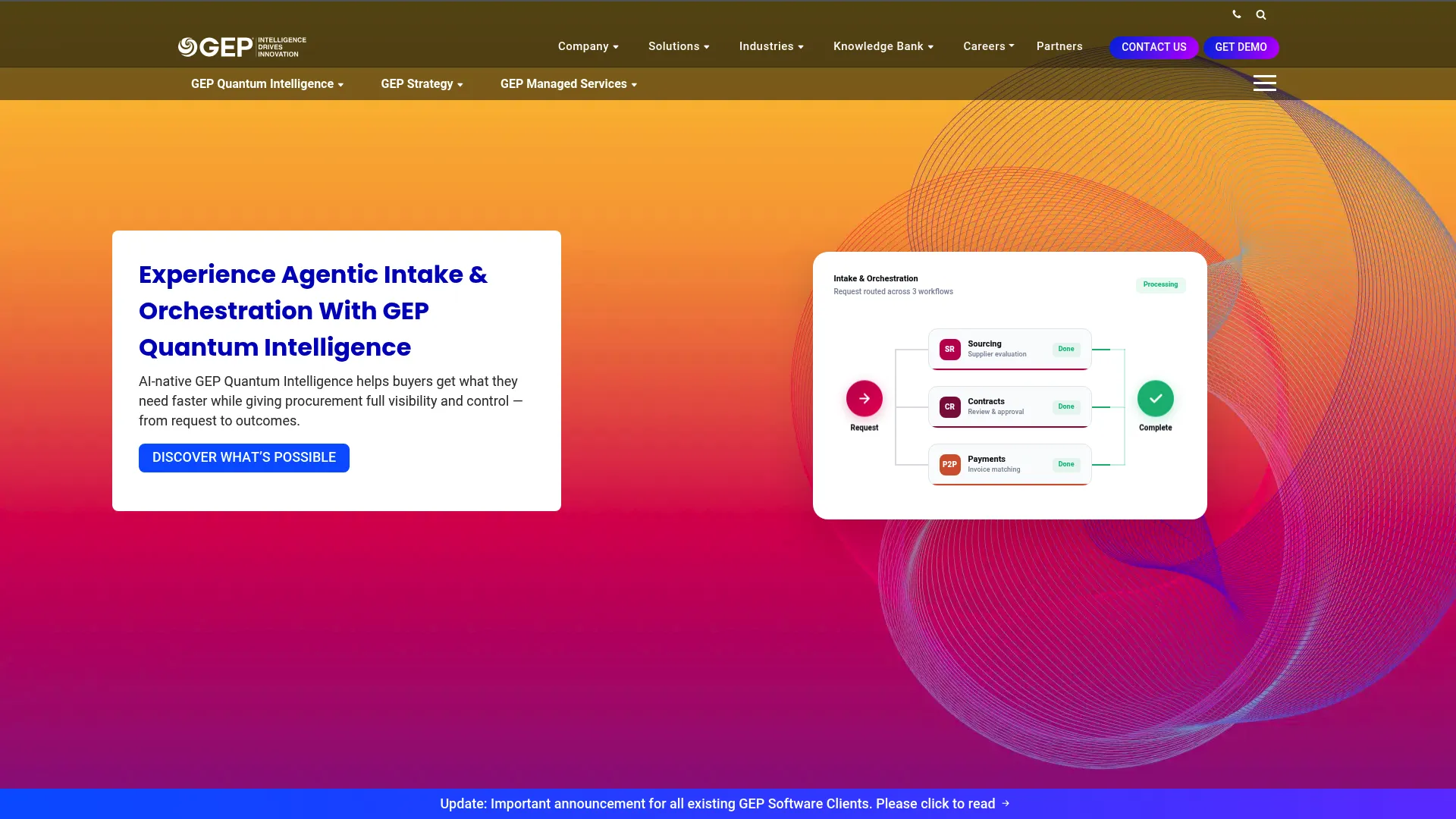 GEP SMART source-to-pay procurement platform homepage