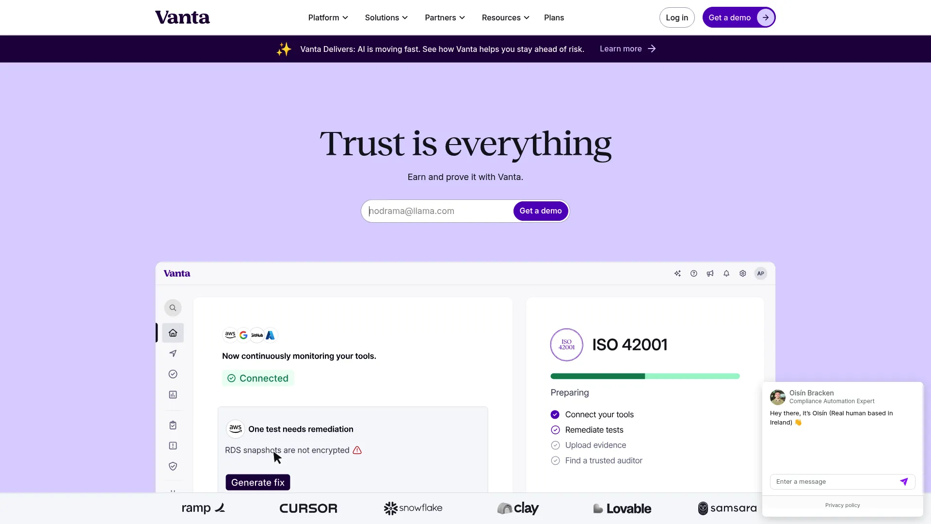 Vanta trust and compliance automation platform