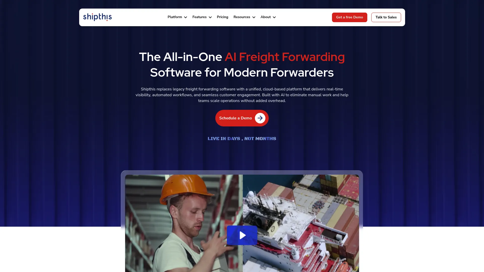 Shipthis freight forwarding operations platform homepage