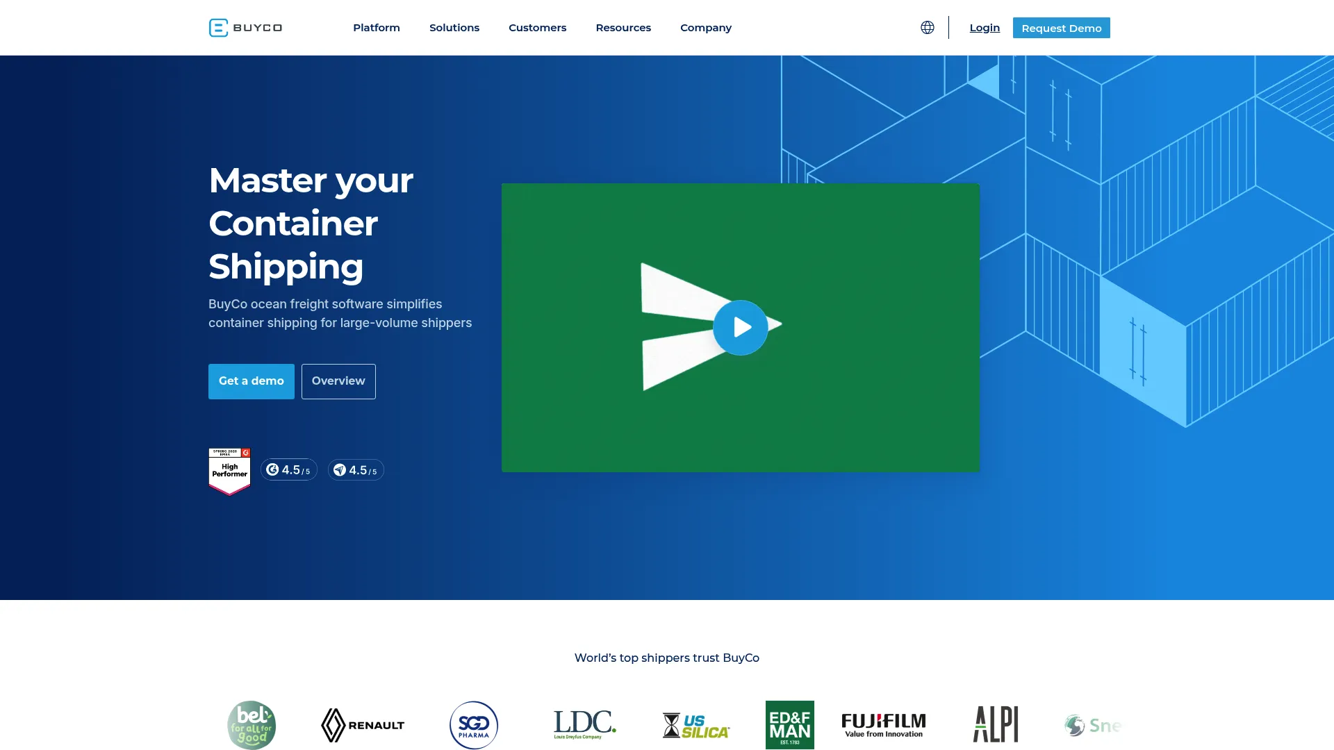 BuyCo ocean freight control tower platform homepage