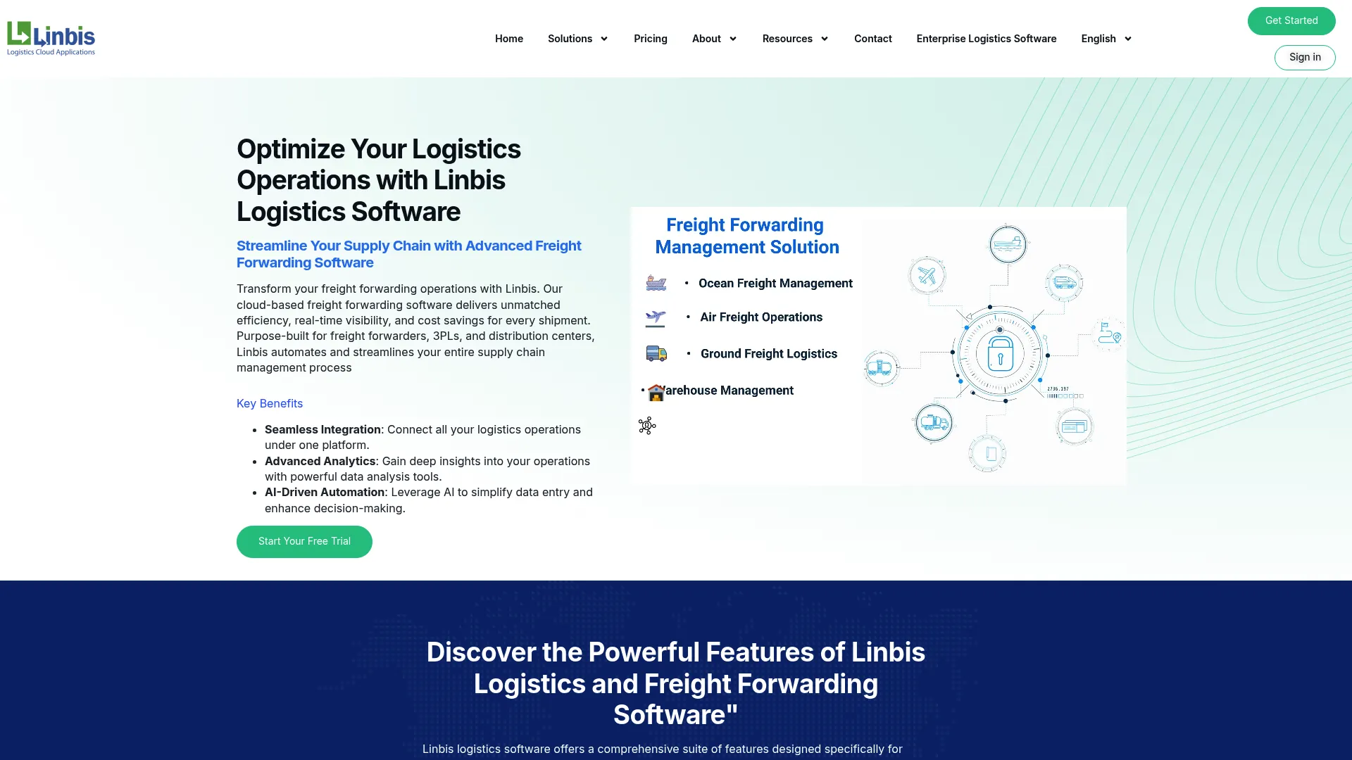 Linbis cloud logistics software homepage