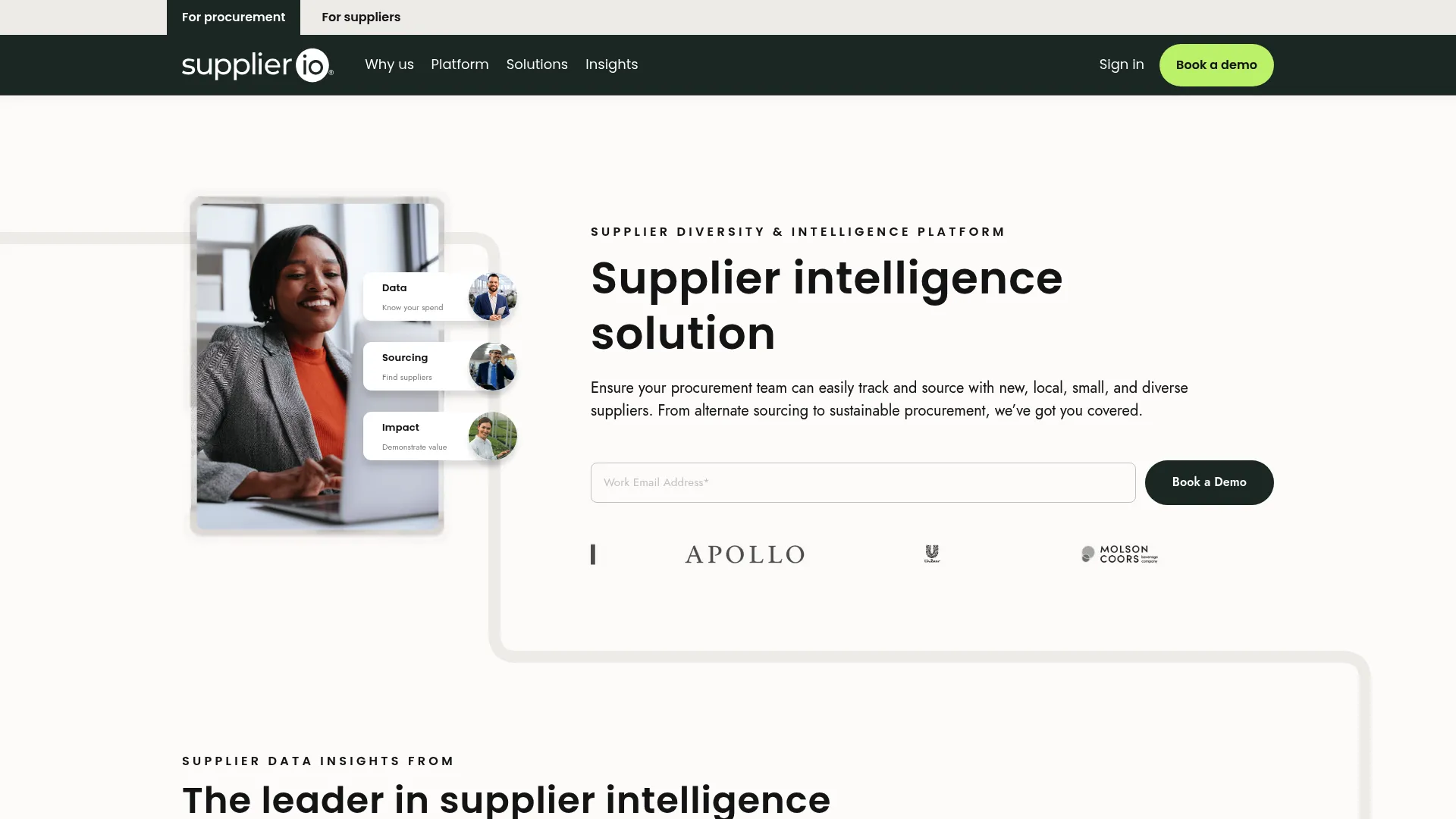 Supplier.io supplier intelligence platform homepage