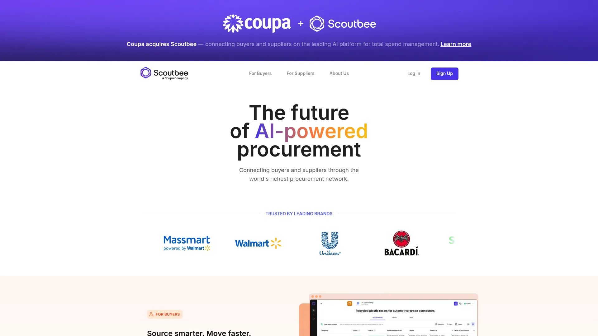 Scoutbee AI-powered supplier discovery platform homepage